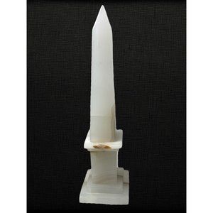 Vintage Cream Alabaster Obelisk Sculpture  approx 13"